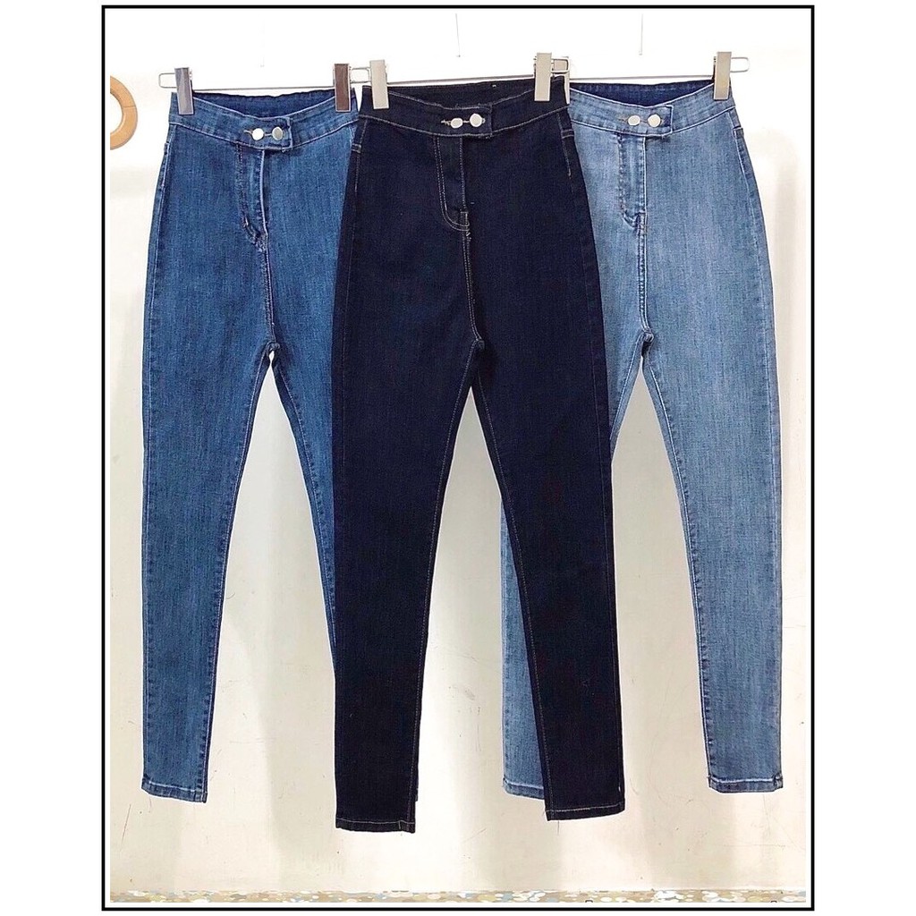 Quần Jean Nữ Lưng Cao ĐAI TRƠN + 2 CÚC GÀI NGANG mẫu mới nhất siêu hot chất jean giãn tốt omb-46