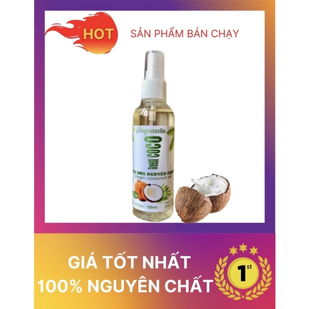 Dầu Dừa ep lanh Coco green Organic Dưỡng Tóc Và Da 100% Tinh Khiết Ép Lạnh Chai Vòi Nhấn 100ml