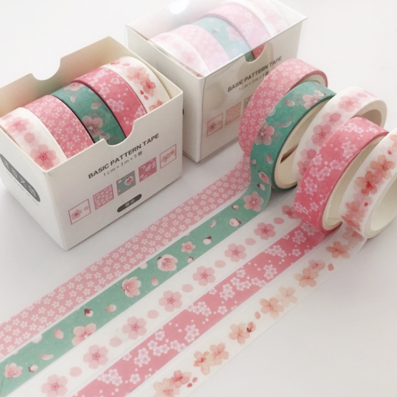 Hộp 3 cuộn băng dính washi 3M phong cách Nhật Bản dễ thương dùng trang trí thủ công