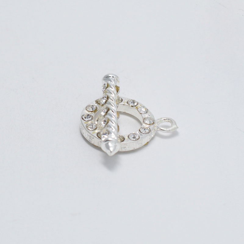 [K19T] Phụ kiện trang sức (DIY) - Chốt khóa Móc chéo kiểu OT tròn vằn nạm đá làm vòng cổ vòng tay