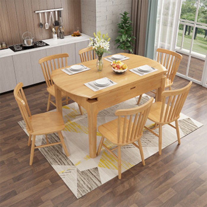 BỘ BÀN ĂN GỒM 6 GHẾ THÔNG MINH GẤP GỌN - BỘ BÀN ĂN GẤP GỌN BẰNG GỖ TỰ NHIÊN BGA011