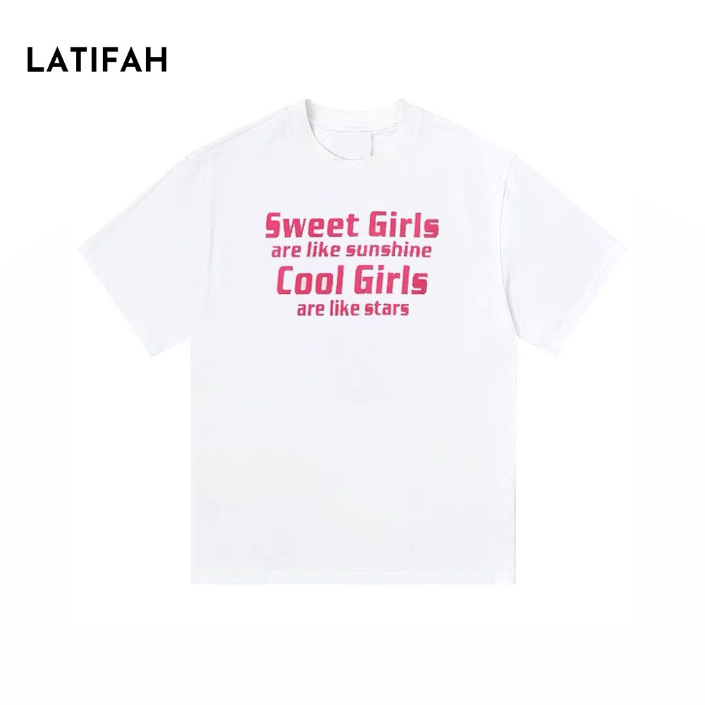 Áo thun unisex tay lỡ Latifah form rộng in chữ SWEET GIRLS AT04 chất vãi dày dặn co giãn 2 chiều