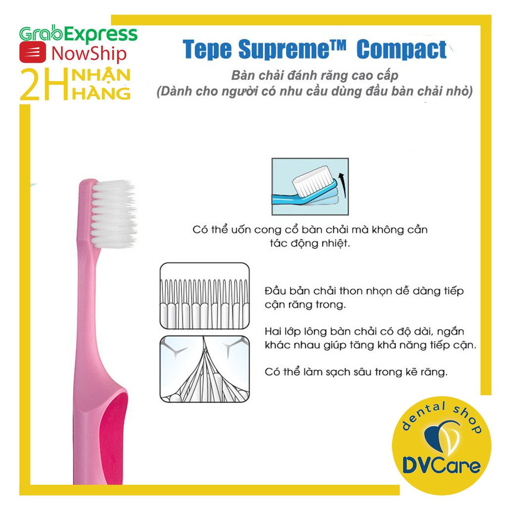 Bàn chải đánh răng mềm dành cho trẻ em từ 5 tuổi Tepe Supreme Compact Soft [dvcareshop]