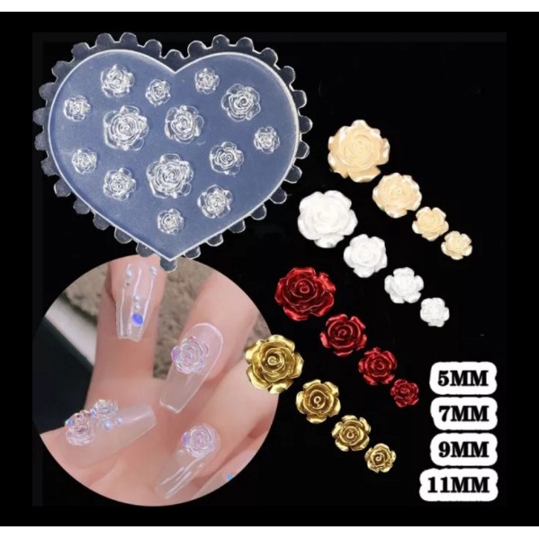 Khuôn silicone trong dẻo hoa hồng hoa trà nổi 3D hoa bột nhúng bột đắp nail gel 3D