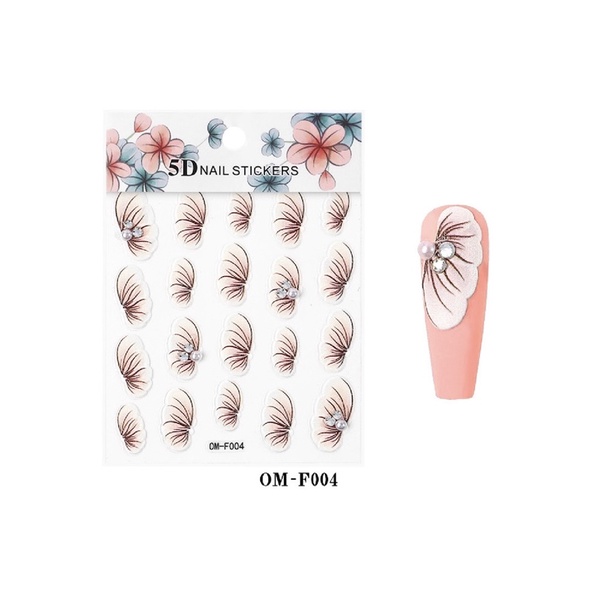 sticker hoa nổi 5d dán móng tay nail ko cần vẽ vời hay đắp hoa