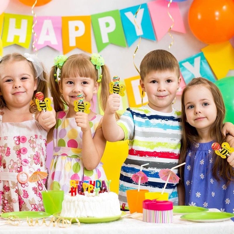 Set 50 Thẻ Giấy Hoạt Hình Ghi Chú Ong / Côn Trùng / Bướm / Bọ Rùa Trang Trí Tiệc Sinh Nhật Cho Bé