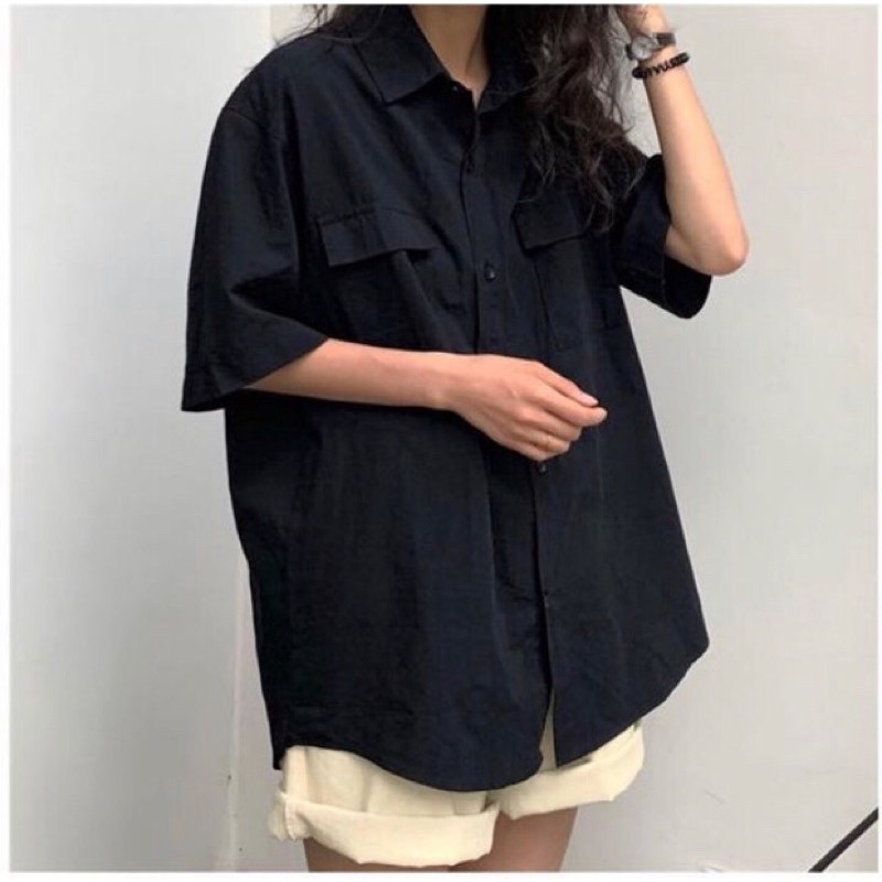 [Áo Sơ Mi Nữ] [Áo Sơ Mi Túi Hộp] [Áo Sơ Mi Form Rộng] Áo Sơ mi nữ form rộng, túi hộp cộc tay. | BigBuy360 - bigbuy360.vn
