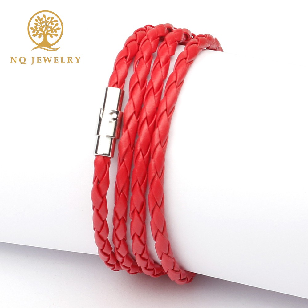 Dây chuyền cổ hoặc vòng tay 4 vòng dây da khóa nam châm - NQ Jewelry