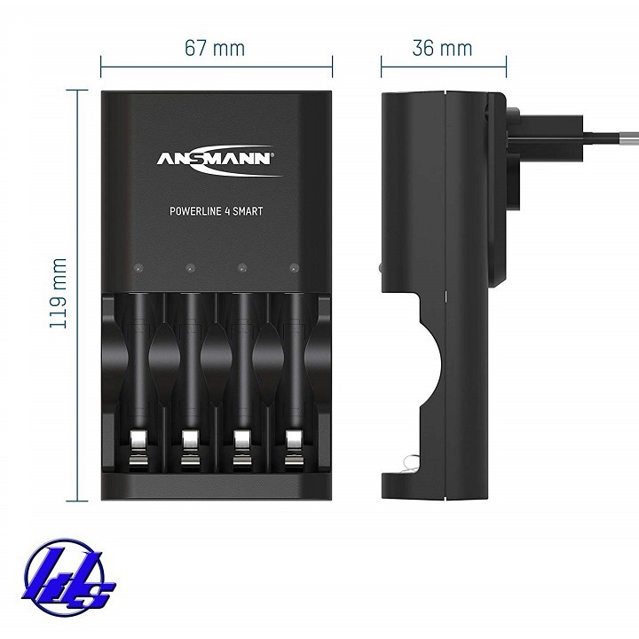 Bộ sạc nhanh, tự ngắt Ansmann POWERLINE 4 Smart với 4 rảnh sạc pin AA, AAA