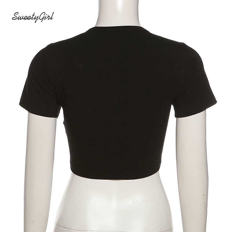 Áo Crop Top Nữ Tay Ngắn Cổ Tròn In Chữ 2022 Thời Trang