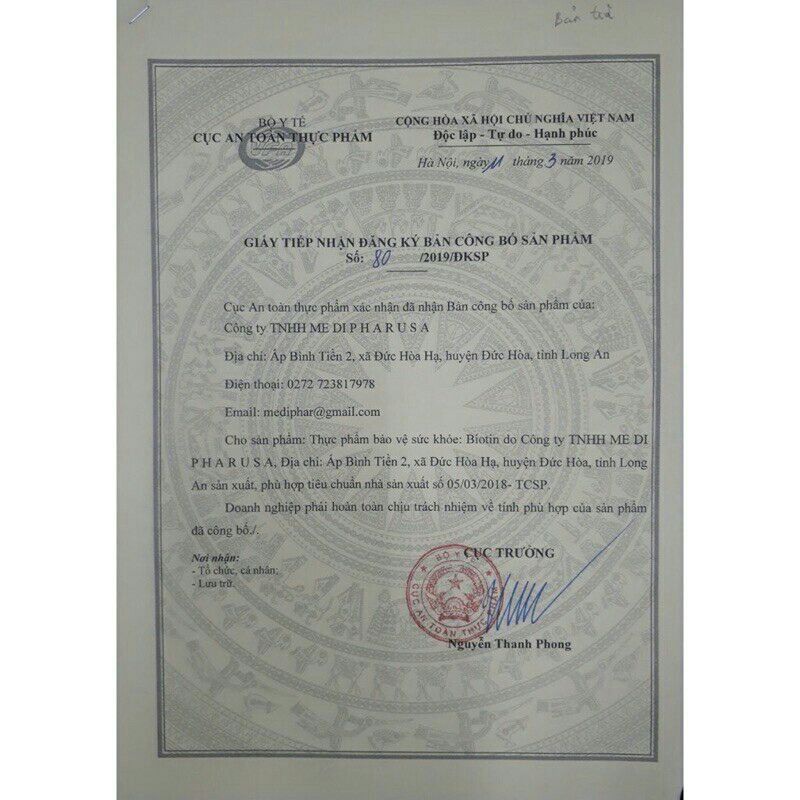 Biotin 5mg ( Vitamin H ) giúp da và tóc đẹp hộp 20 viên | Thế Giới Skin Care