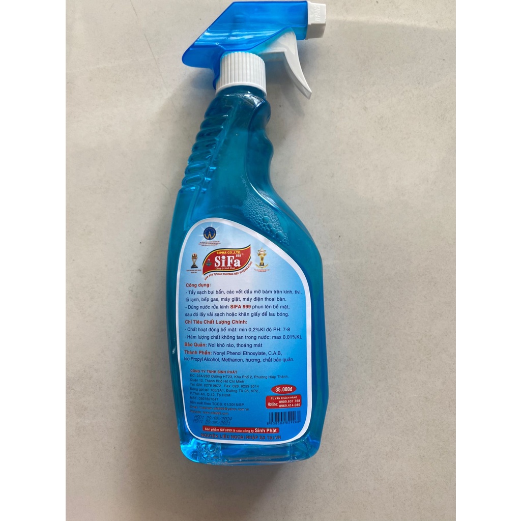 Nước lau kính đa năng Sifa 650ml, tẩy bóng siêu sạch bụi bẩn, các vết dầu mỡ bám trên bề mặt kính, tivi, tủ lạnh, bếp...