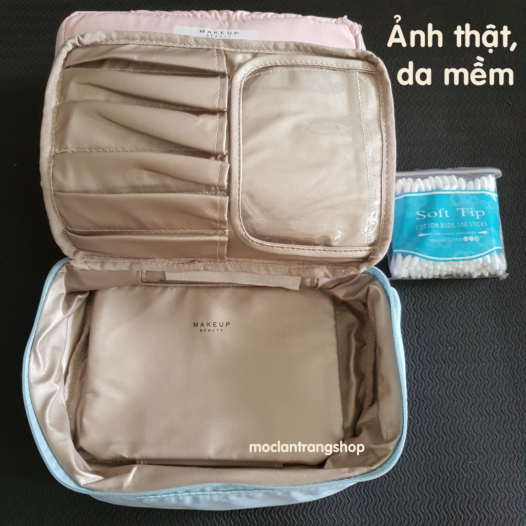 Bộ túi đựng mỹ phẩm, chổi cọ trang điểm chia ngăn 3 trong 1 chống nước tiện lợi cho đi chơi đi du lịch