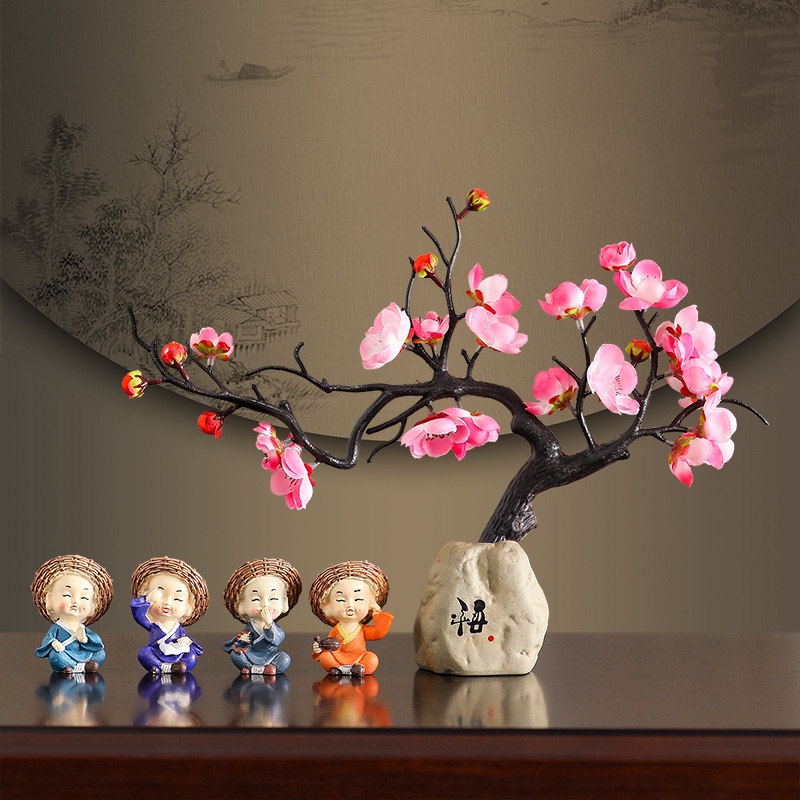Bộ 4 tượng chú tiểu Tứ Không  Cầm Kỳ Thi Họa Túy Quyền La Hán Quyền dễ thương để bàn, trang trí góc làm việc Go Home