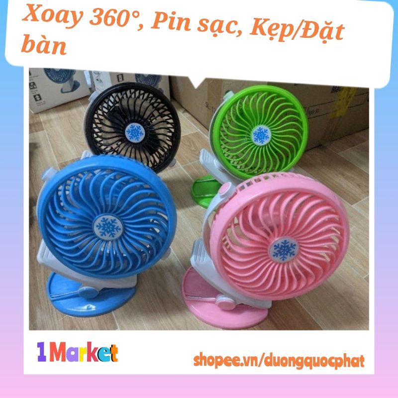 Quạt mini sạc USB kẹp hoặc để bàn (ML-F168), xoay 360 độ, pin 2.000 mAh, vận hành êm ái, hoạt động liên tục nhiều giờ | BigBuy360 - bigbuy360.vn