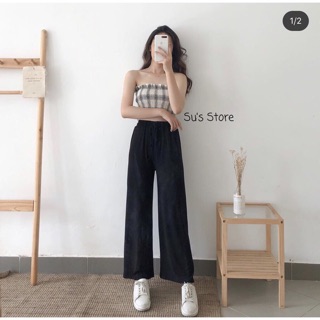 Quần culottes thun cạp chun
