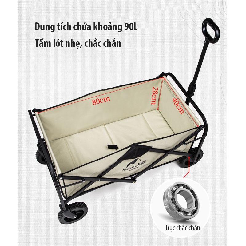 Xe Kéo Dã Ngoại Naturehiker, Xe Đẩy Gấp Gọn Chở Đồ Đa Năng Tiện Lợi - Xe Kéo Xe Đẩy