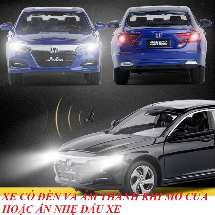 Mô hình xe ô tô Honda Accrod Turbo Sport tỉ lệ 1:32 bằng sắt có âm thanh động cơ và đèn mở các cửa xe