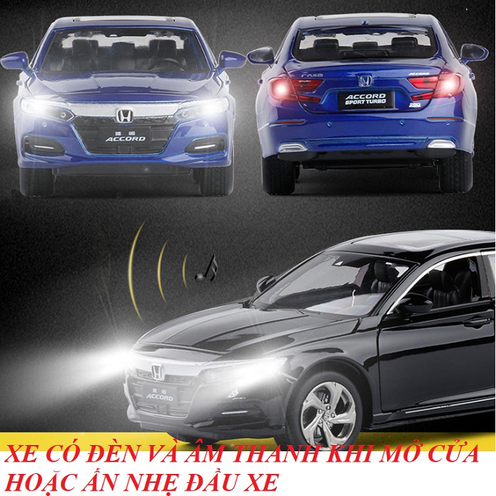 Mô hình xe ô tô Honda Accrod Turbo Sport tỉ lệ 1:32 bằng sắt có âm thanh động cơ và đèn mở các cửa xe