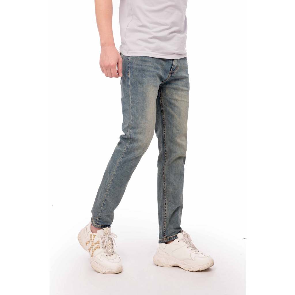 Quần jeans nam xanh  mài dáng dài cao cấp - VNLINE