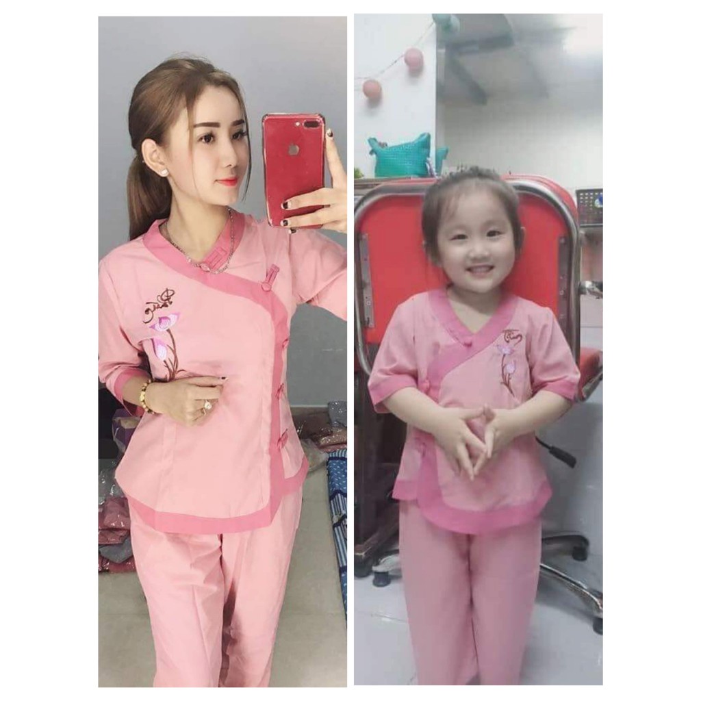 Set đồ lam đi chùa mẹ và bé
