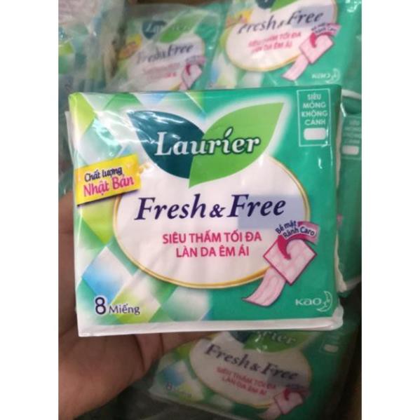 Băng vệ sinh Laurier Fresh &amp; Free 8 miếng siêu mỏng không cánh