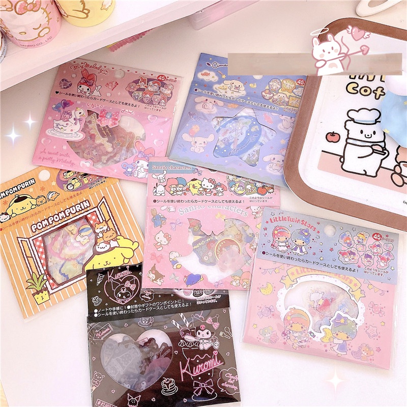 SANRIO Nhãn Dán PVC Hình Kuromi Cinnamoroll Màu Đồng DIY
