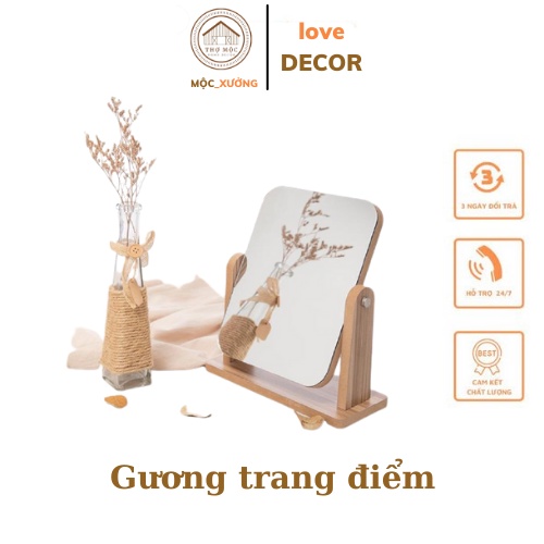 Gương Trang Điểm, Gương Gỗ Để Bàn Phong Cách Hàn Quốc