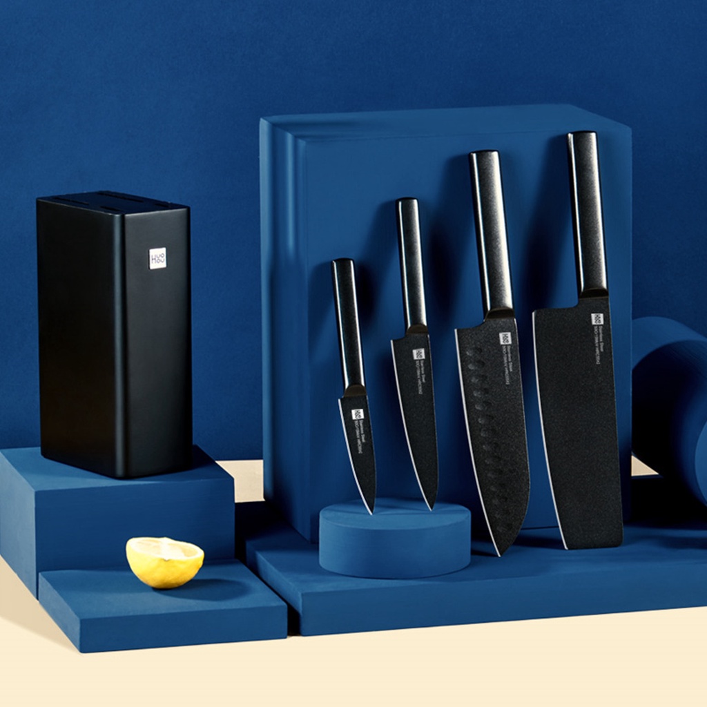 Bộ dao thép cao cấp kèm chân đế HuoHou 5 món