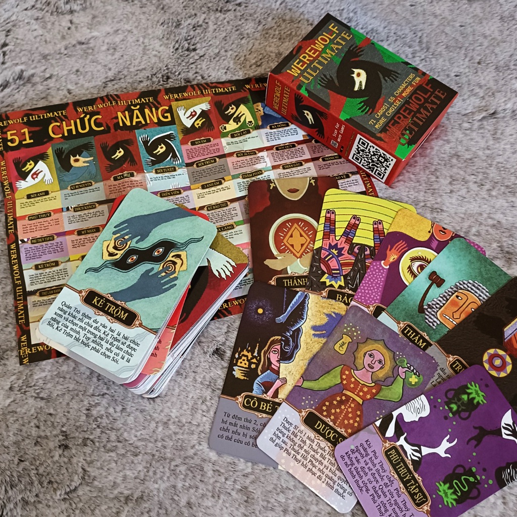 Bộ Bài Ma Sói Ultimate Việt Hóa 70 lá- Boargame Ma Sói Tối Thượng đầy đủ chức năng