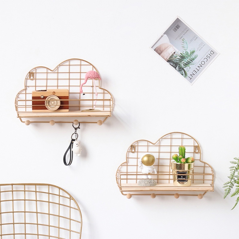 Kệ Kim Loại Hình Đám Mây Nổi Gắn Tường Trang Trí Nhà Cửa