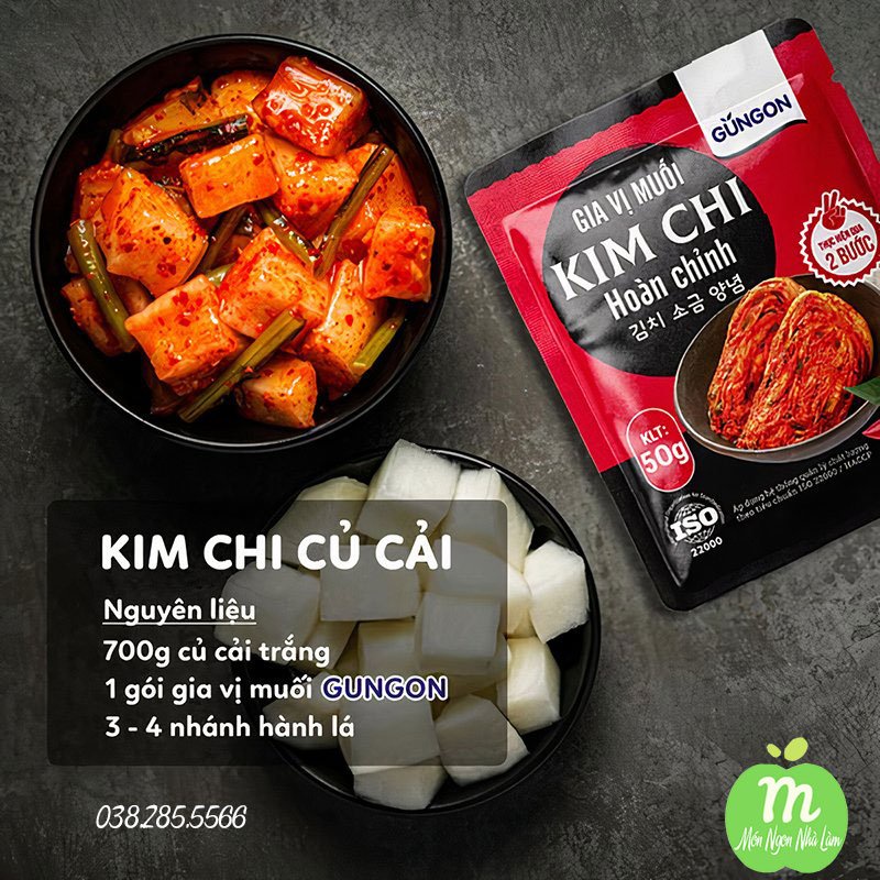 Combo 50 gói Gia vị muối Kim Chi hoàn chỉnh, Bột gia vị làm Kimchi Hàn Quốc Gungon