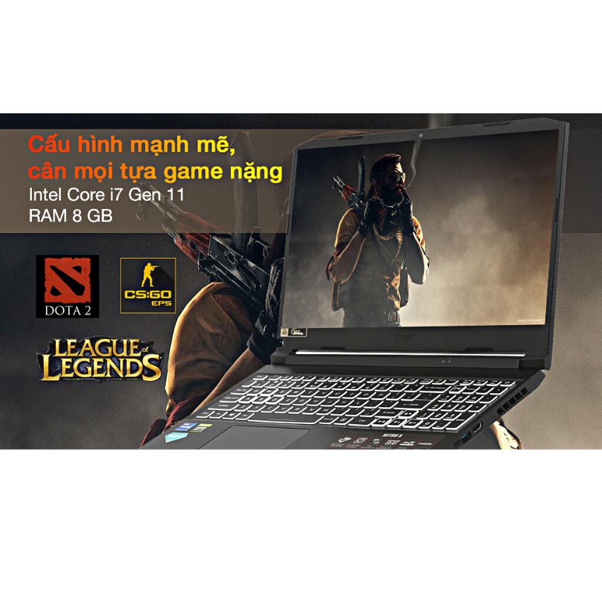 Laptop Acer Nitro 5 Gaming AN515 57 720A/ i7 -11800H/ 8GB/ 512GB/ RTX3050Ti/144Hz