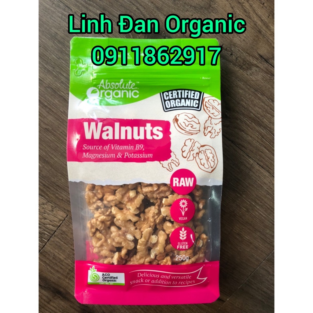 [MỚI]  Quả Óc Chó Hữu Cơ nhập khẩu Úc Absolute Organic walnuts 250gr date 2023