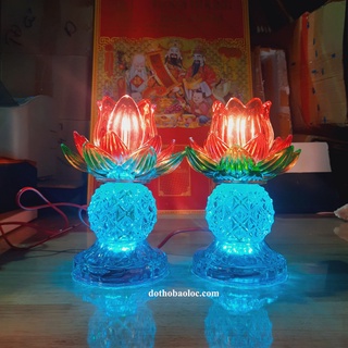 Cặp đèn Pha Lê Hoa Sen 20cm ( Màu đỏ )