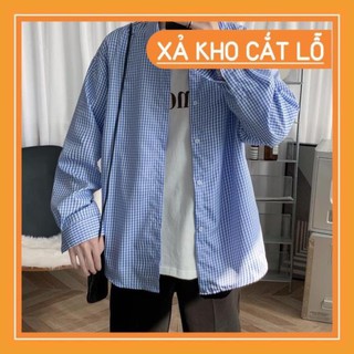 [FREESHIP] Áo Sơ Mi Ca Rô Dài Tay Cổ Bẻ Thời Trang Hàn Cho Nam