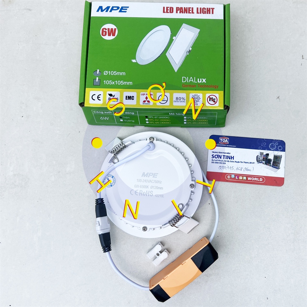 Đèn LED MPE Panel Âm Trần Tròn RPL-6 Phi 120 (Lỗ khoét 105) 6W, màu vàng hoặc trắng, Hàng chất lượng cao