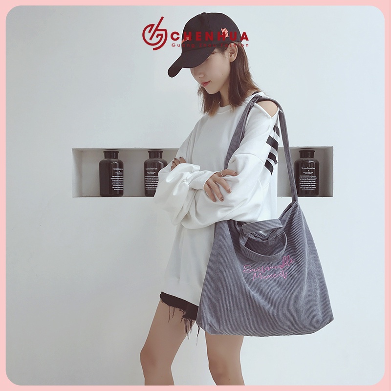 Túi đeo vai đeo chéo ChenHua vải nhung xinh đẹp phong cách ulzzang hàn quốc dùng đi học đi chơi TX97