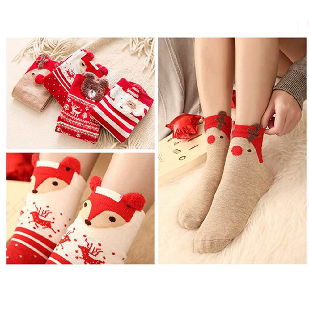 Vớ Trang Trí Giáng Sinh Họa Tiết Hoạt Hình Dễ Thương Cho Nữ