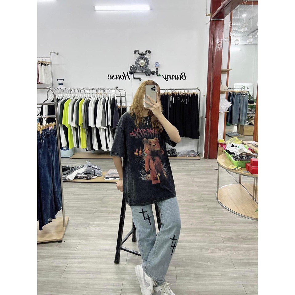 Áo Thun Tay Lỡ In  Hình Gấu Ngực , Áo Phông Nam Nữ From Rộng Unisex- Zadola fashion