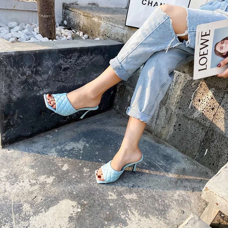 Dép cao gót mũi vuông phong cách Âu Mỹ cá tính cho nữ 35-43