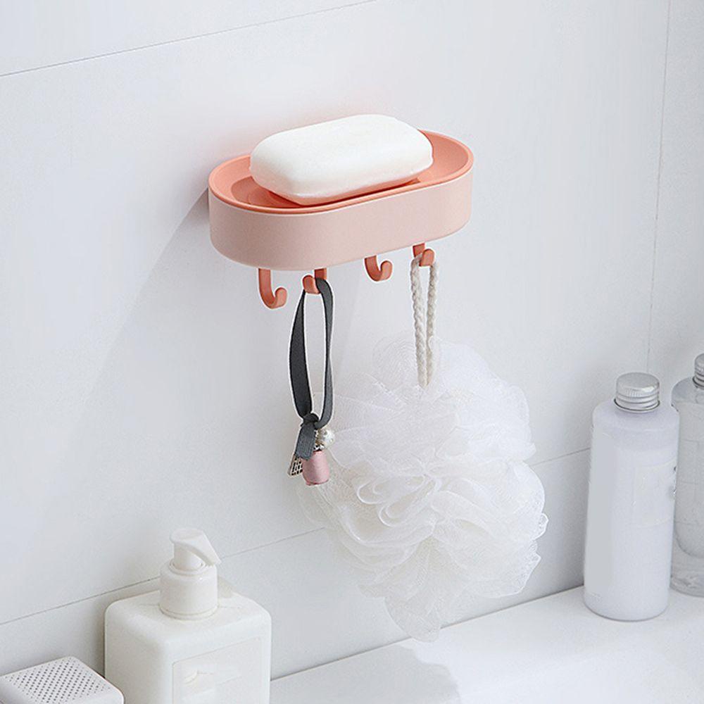 Khay Đựng Xà Phòng Gắn Tường Có Móc Treo Tiện Dụng Cho Phòng Tắm / Nhà Bếp