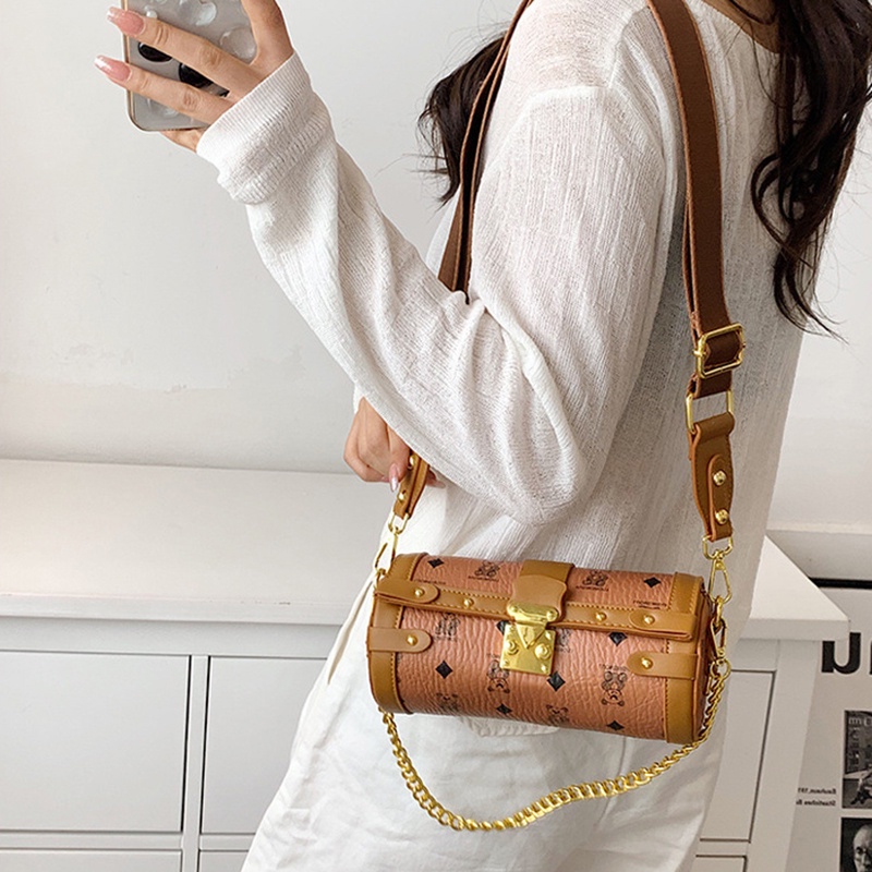 Túi đeo chéo IELGY kiểu trụ bản rộng in họa tiết thời trang cho nữ