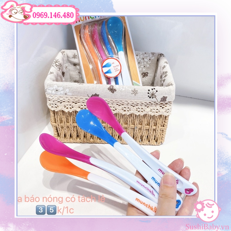 Thìa silicon báo nóng Munchkin tách lẻ 1 cái cho bé ăn dặm