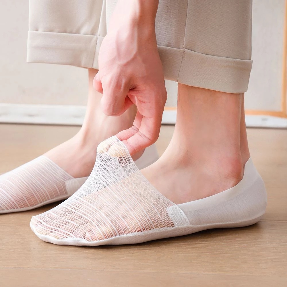 1 Đôi Vớ Thuyền Vải Lụa Lạnh Phối Lưới Siêu Mỏng Thoáng Khí Chống Trượt Thời Trang Chất Lượng Cao Cho Nam