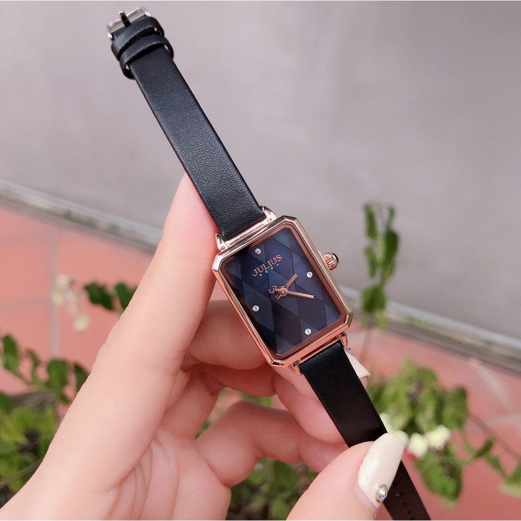 Julius Official | Đồng hồ nữ Julius JA-1280 dây da + tặng dây thép
