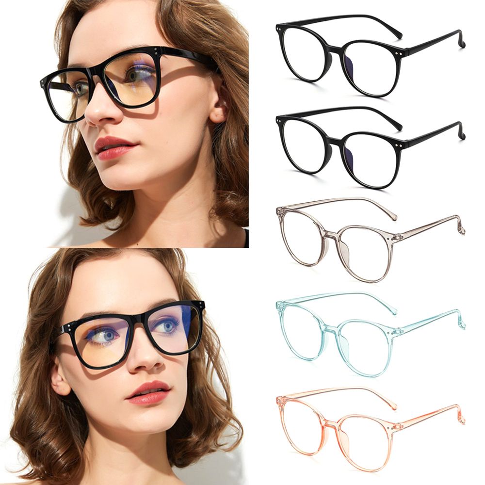 CLEVER Vintage Office Computer Goggles Oversized Anti Radiation Blue Light Blocking Glasses Round Frame Lightweight Fashion Clear Lens Anti Blue Light Glasses
