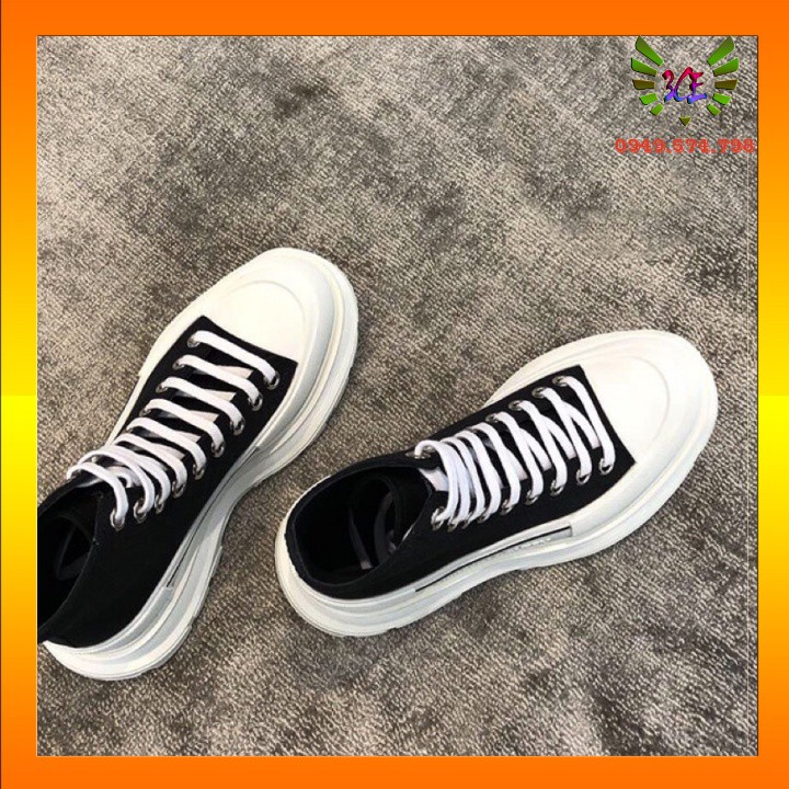 Giày Sneaker độn đế cao 7cm giày đen đế trắng mới nhất (Hỗ Trợ Đổi Trả) cổ thấp