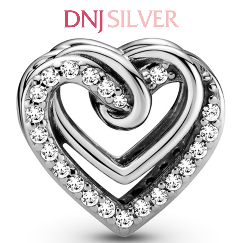 Charm bạc 925 cao cấp, hàng chuẩn bạc - Charm Sparkling Entwined Hearts thích hợp để mix vòng tay charm - DN272