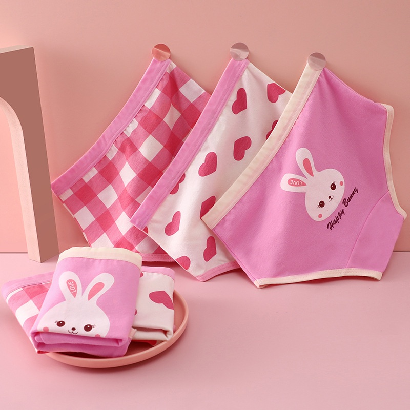 Set 3 Quần Lót Trẻ Em Chất Cotton In Họa Tiết Hoạt Hình Ngọt Ngào Dễ Thương